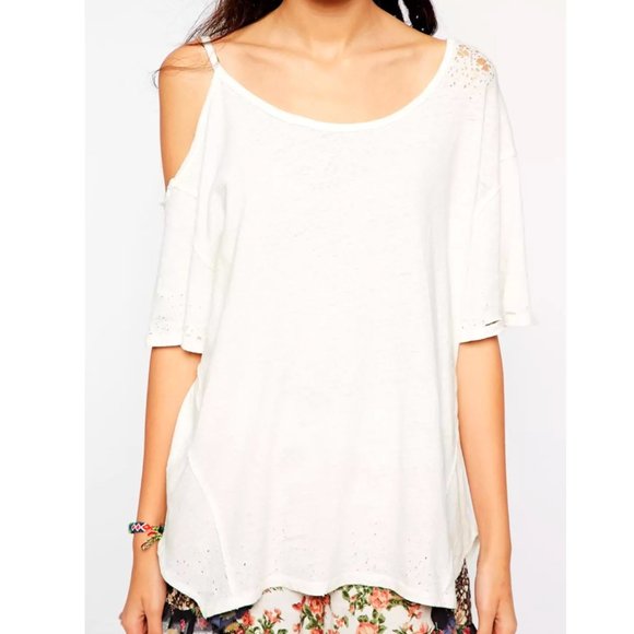 Free People After Party Cold Shoulder Linen Tee - Picture 3 of 11